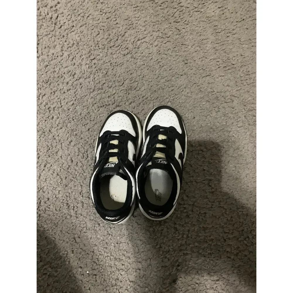 Size 9c-Nike Dunk Low Panda Shoes Kids Black White TD Low Top CW1589-100